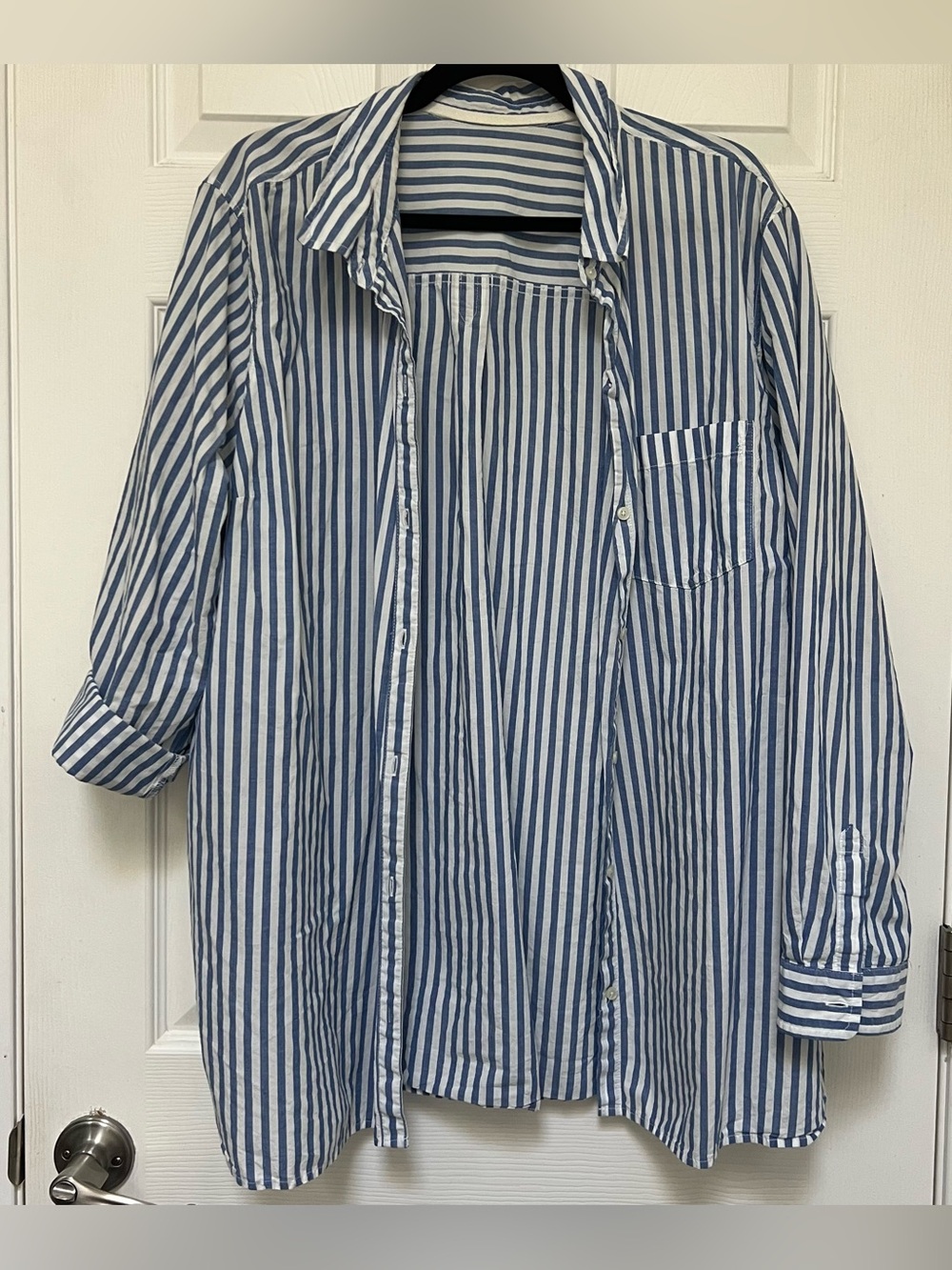 Striped Button Down Overshirt - Picture 2 of 7